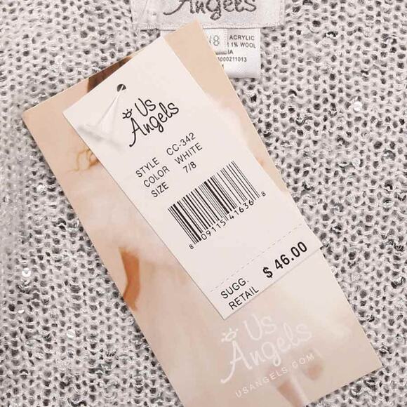Us Angels CC-342 White Flower Girl Sweater Jacket sz 7/8 - Picture 8 of 8